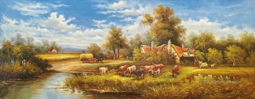 150の主題の芸術作品 Painting - のどかな田園風景 農地風景 0 362